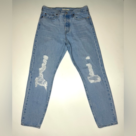 Levi’s Women’s Wedgie Premium Distressed Blue Jeans Size- 28 - Picture 1 of 9